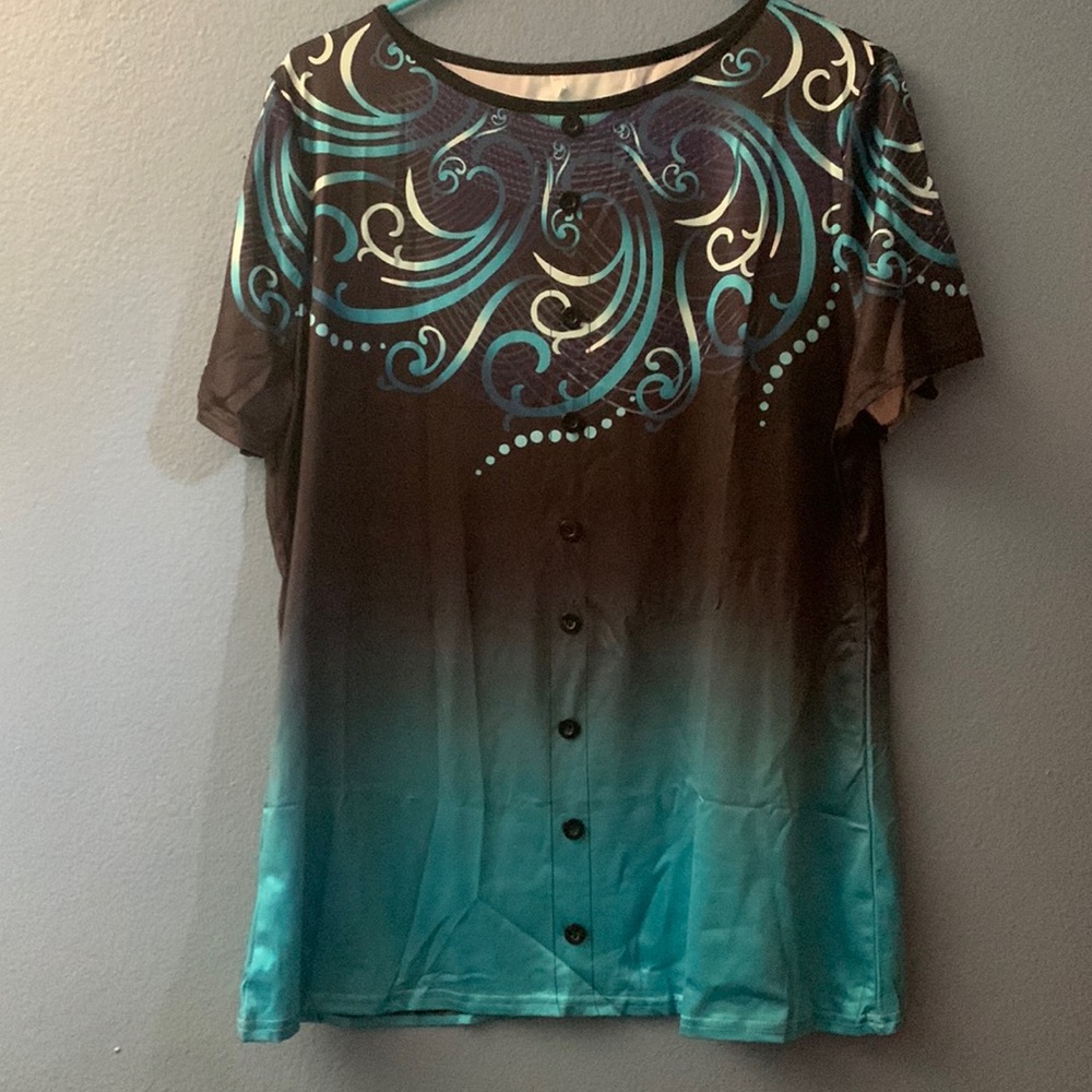 NIB turquoise and black blouse